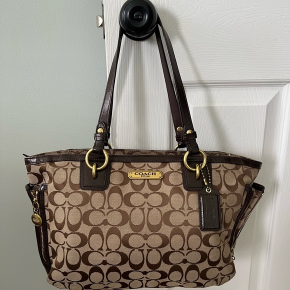 Coach Handbags - Coach Brown Signature Canvas Tote
